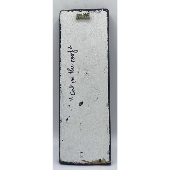 Collage Art Cat On The Roof Handmade Jazz Player Musician Wood Trombone Colorful - Picture 3 of 16